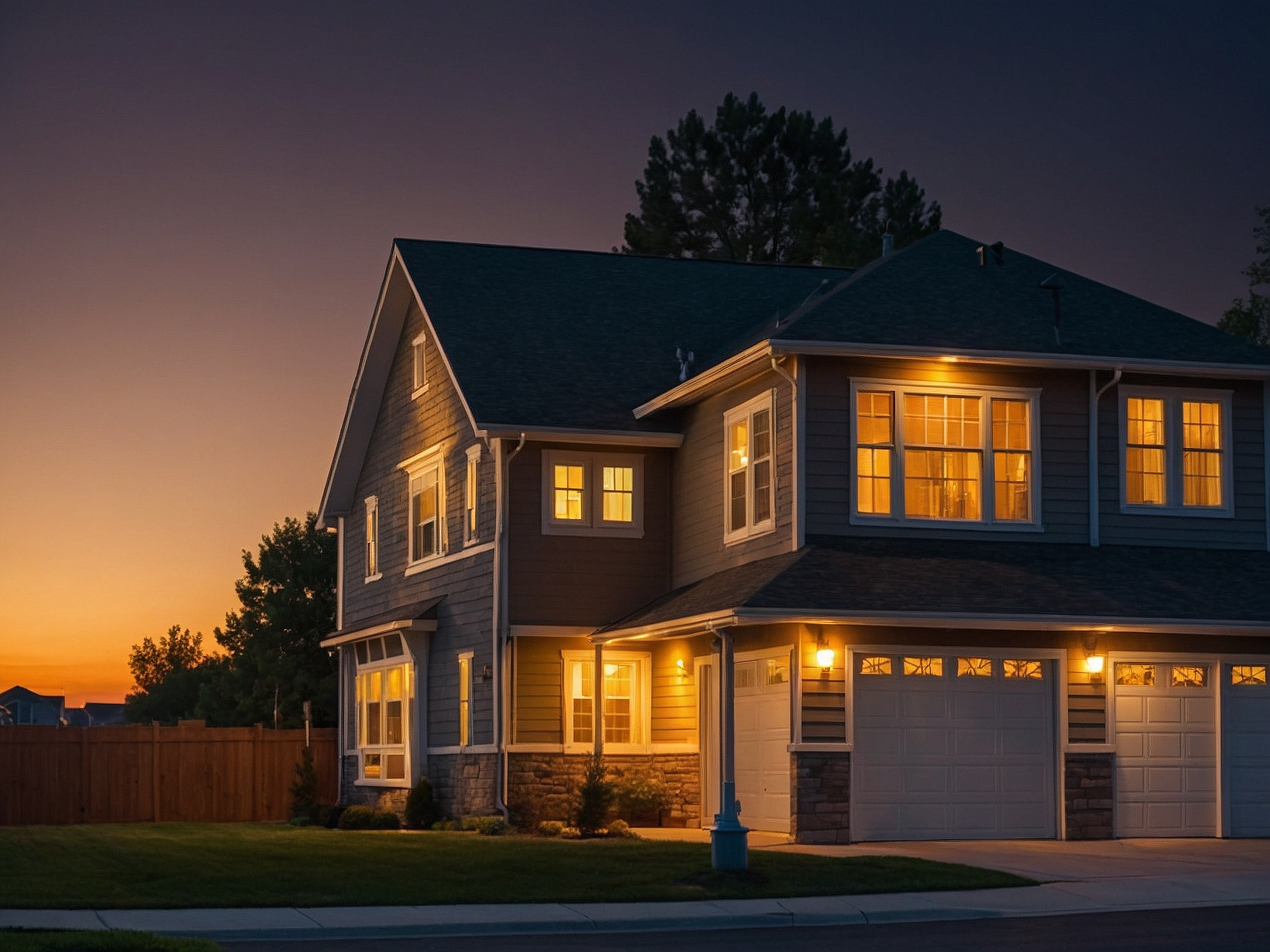 House with garage door that has lights 1
