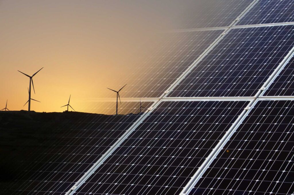 Solar panels illustrating renewable energy sources and sustainability