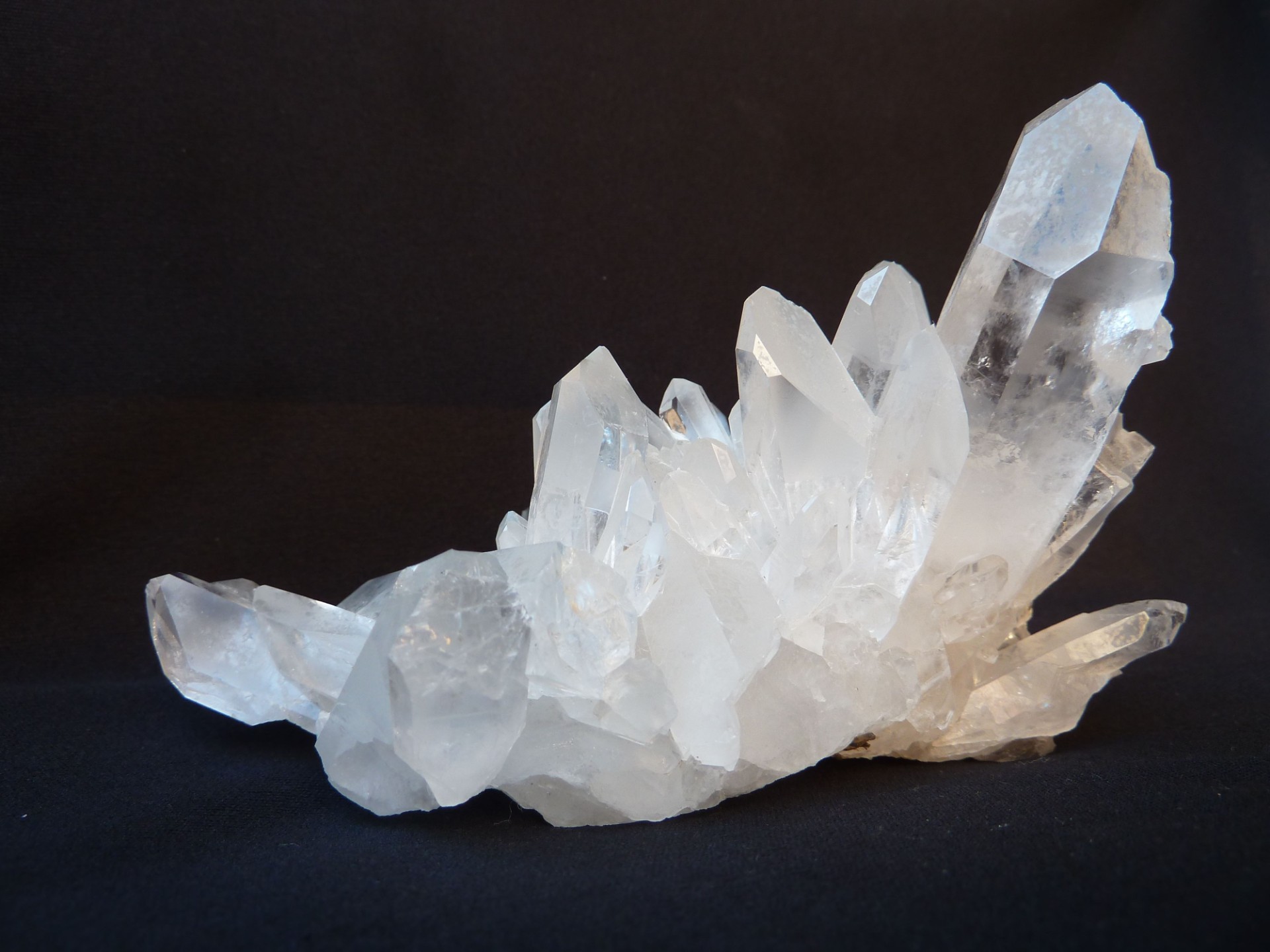 Quartz crystal on a black background