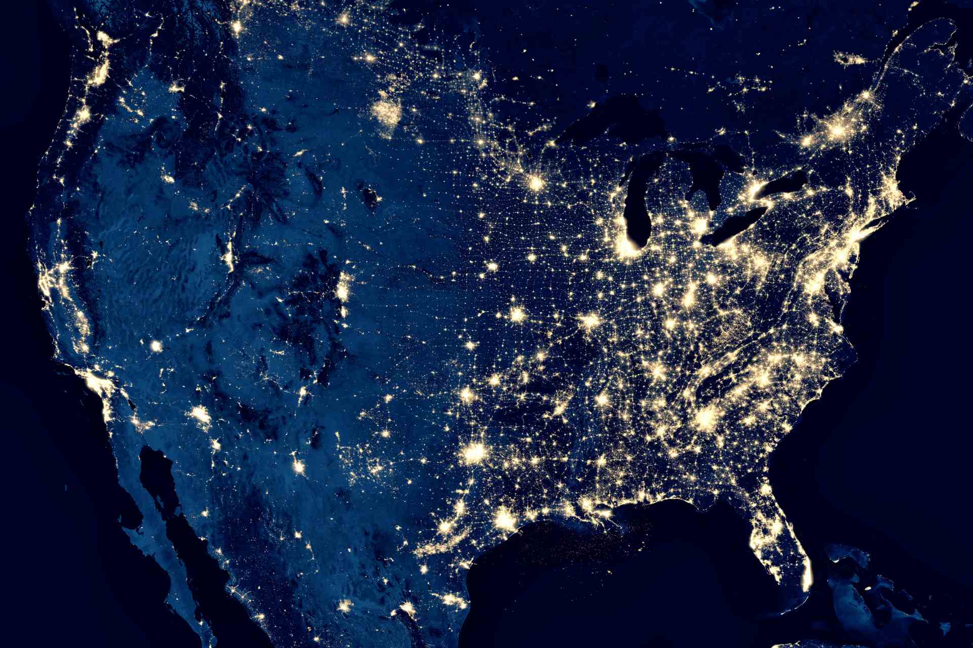 U. S. Electricity grid at night